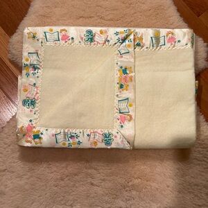 Vintage pastel yellow fairy tale trim baby blanket